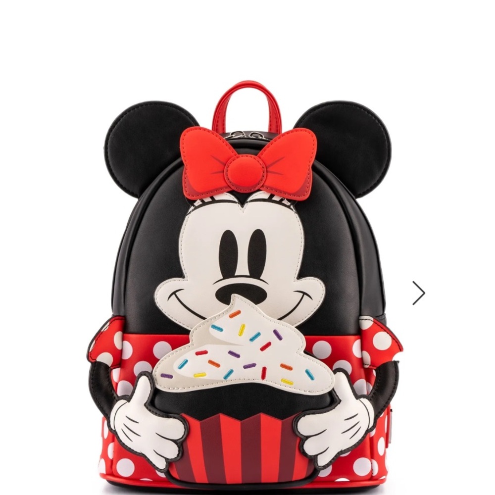 Disney Loungefly Mouse Black & Red Kids Mini Backpack with Cupcake